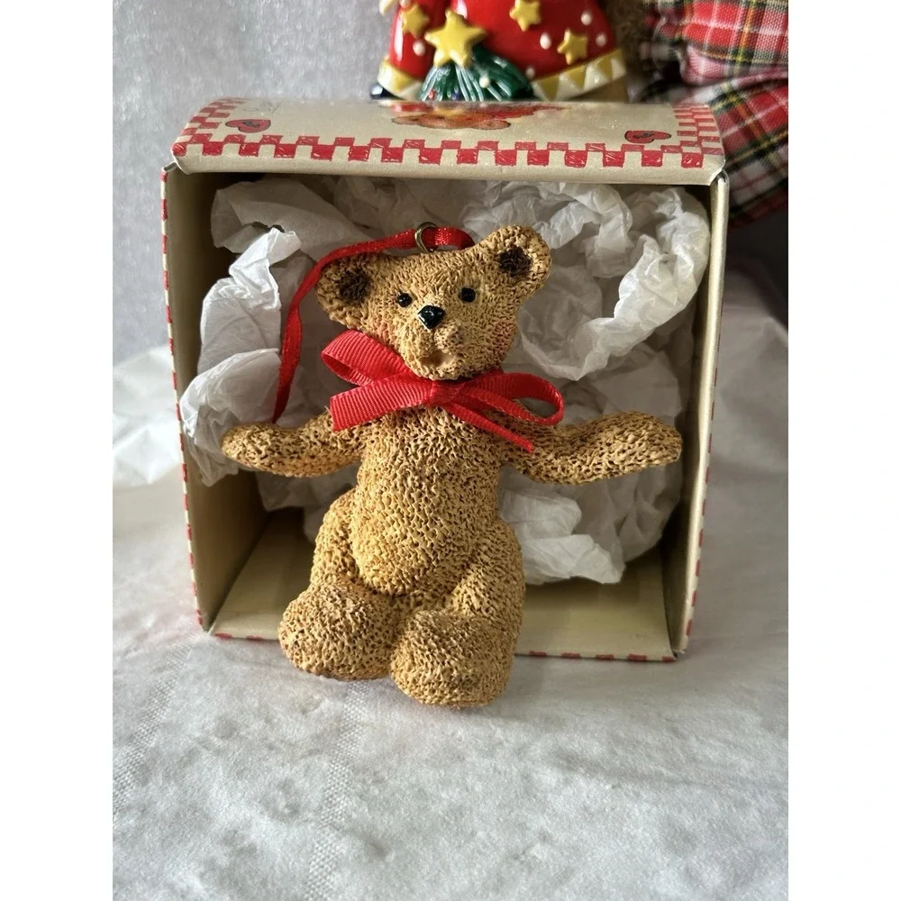 Kurt Adler Holly Bearies Teddy Bears Vintage Lot of 3 Bears One Modern Christmas